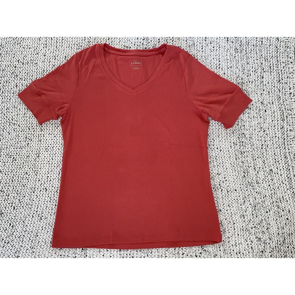 L.L. Bean Women's Short Sleeve 100% Cotton T Shirt Women's Large Reg Bnt Orange